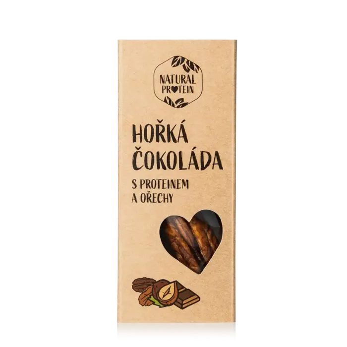 NaturalProtein Hořká čokoláda s proteinem a ořechy 35 g